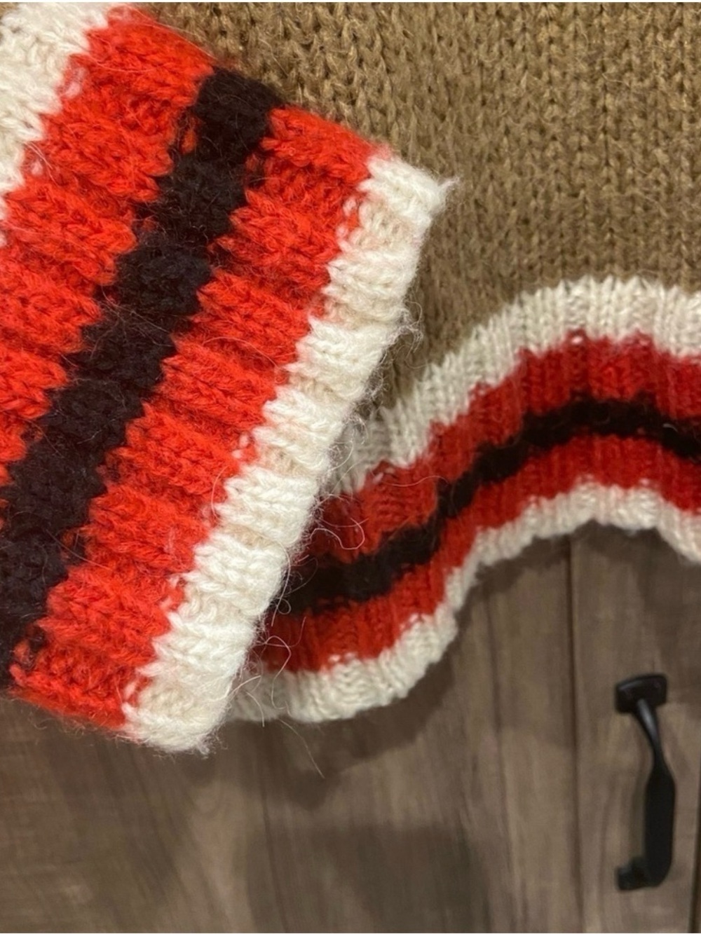 Striped Wool Knit Sweater in Brown and Red - Picture 12 of 12